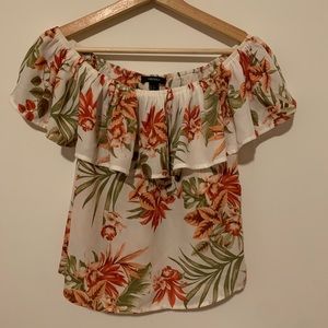 NWOT F21 Off-the-Shoulder Tropical Print Top